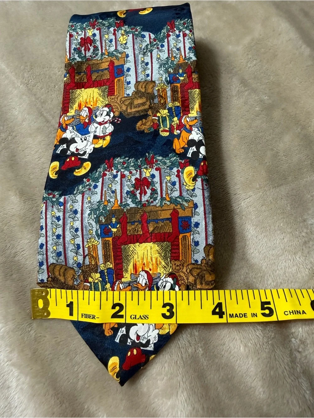 The Disney Store Mickey Mouse Holiday Print Men's Tie - Navy - 100% Silk - Italy
